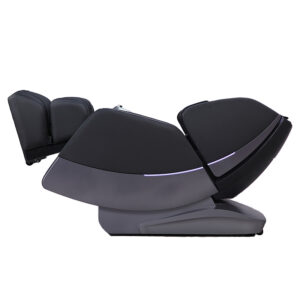 Massagestol Santé Shiri 3D i liggande läge med modern design och LED-ljusdetaljer för optimal avkoppling.