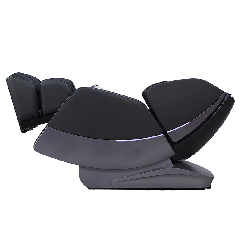 Massagestol Santé Shiri 3D i liggande läge med modern design och LED-ljusdetaljer för optimal avkoppling.