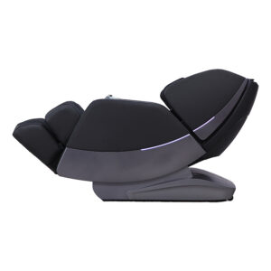 Massagestol Santé Shiri 3D i sidovinkel med LED-belysning, kompakt form utan utfällda arm- eller fotstöd.