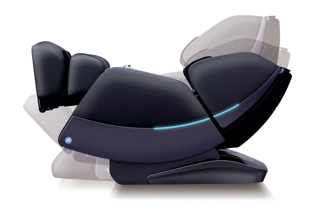 Visar olika lägen på shiri massagestol med logo Massagestol Shiri 3D Zero Gravity lägen
